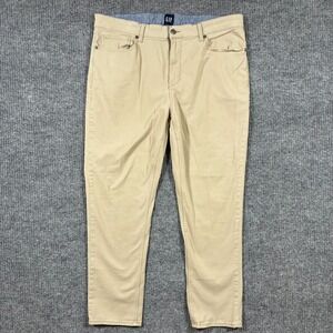 GAP Mens Chino Pants Size 40x30 Beige Straight Fit Cotton Stretch Mid Rise